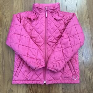 L.L. Bean Jacket Girls 10/12 Pink Lined Thinsulate Snow Hooded Zip Ski Pocket